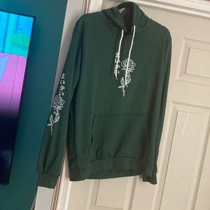 Green rose Japanese hoodie